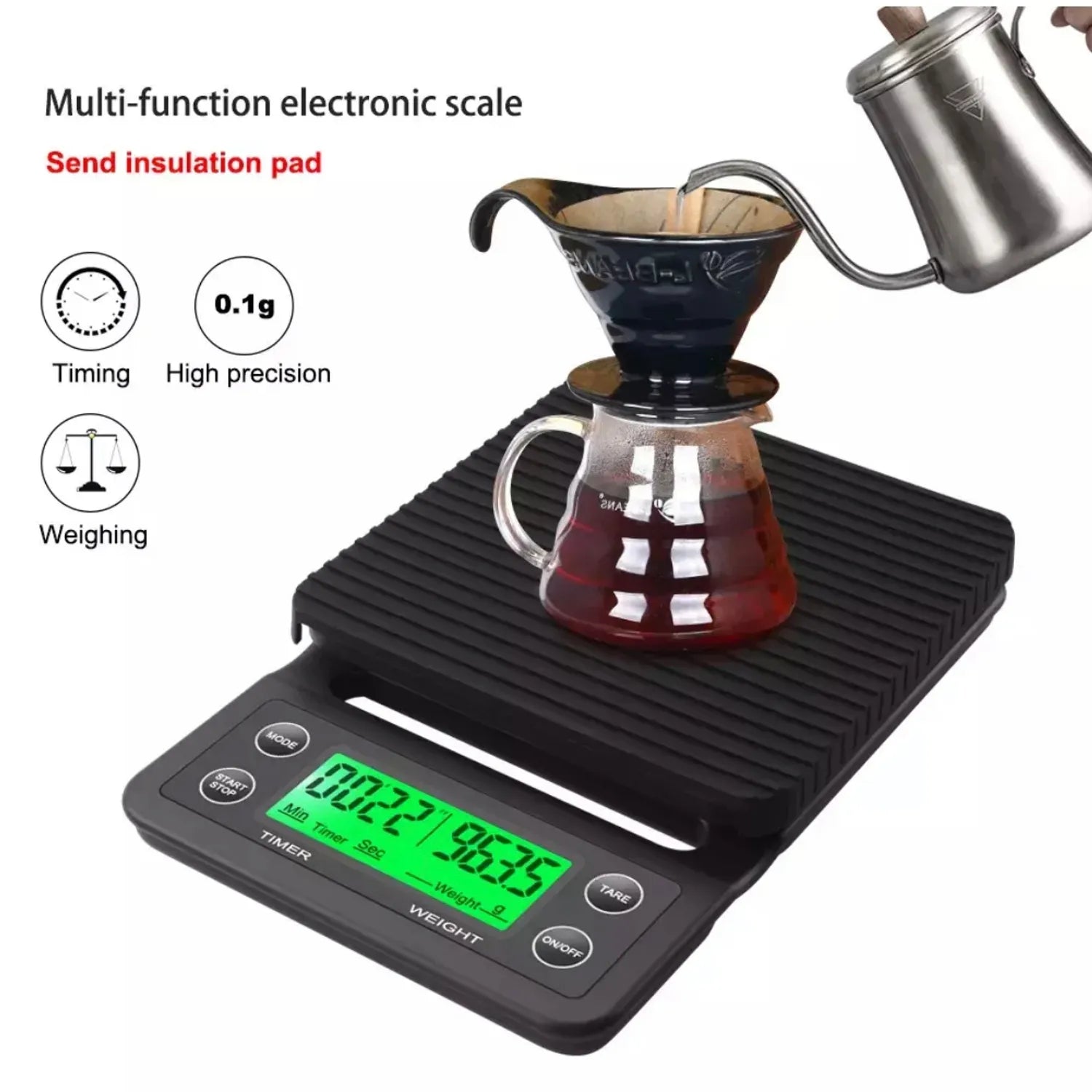 Gramera Digital Cafe Profesional Cronometro 01g Hasta 3kg